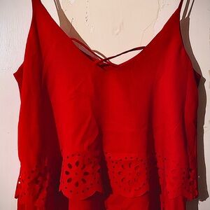 Women’s Red Laser-Cut Cami Top